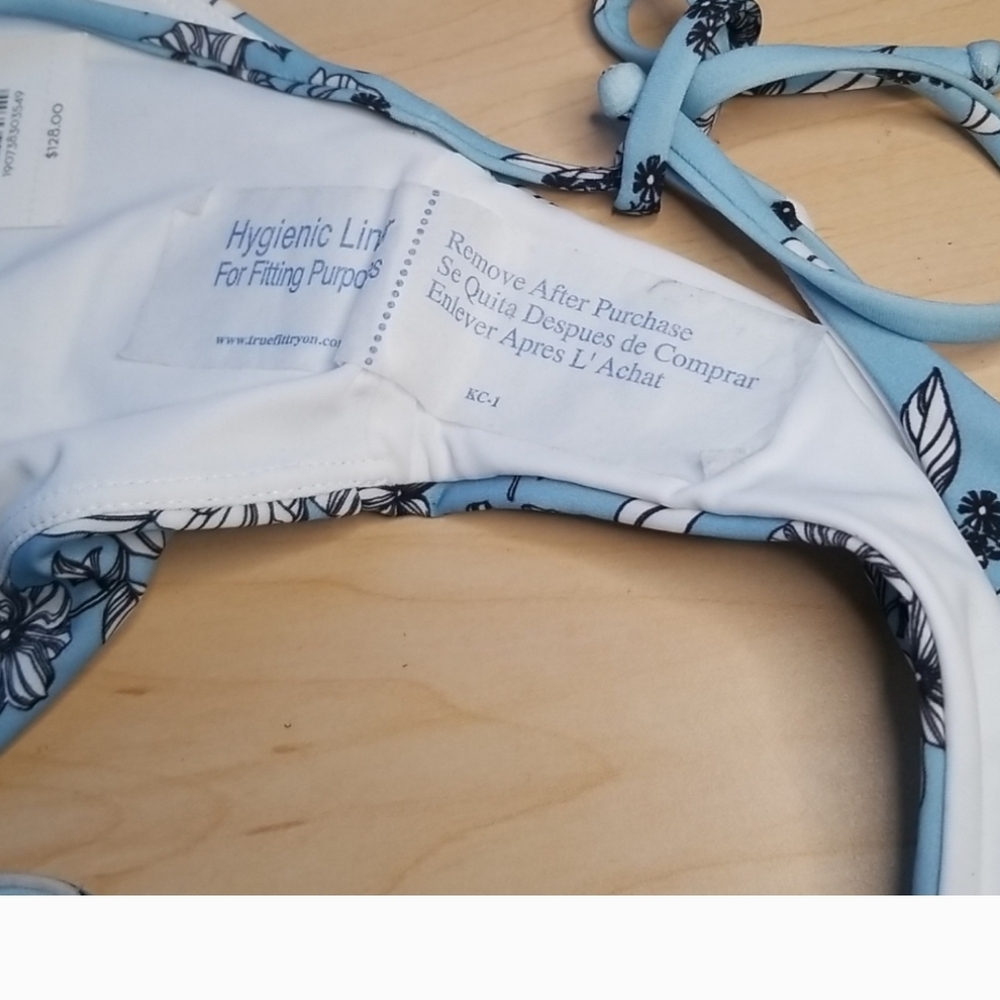 NWT Veronica Beard Gavitella floral blue bikini bottom string tie - Picture 6 of 7